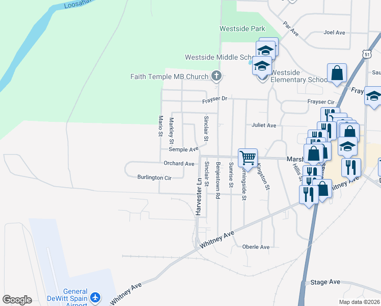 map of restaurants, bars, coffee shops, grocery stores, and more near 609 Semple Avenue in Memphis