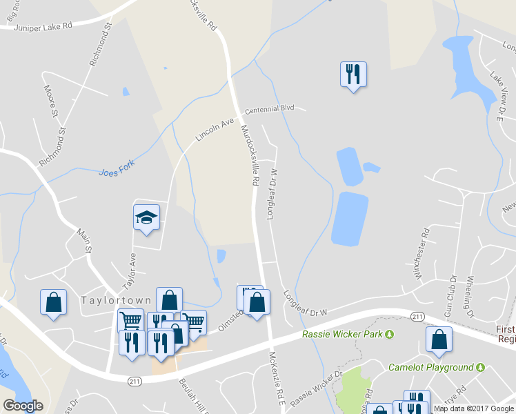 map of restaurants, bars, coffee shops, grocery stores, and more near 4135 Murdocksville Road in West End