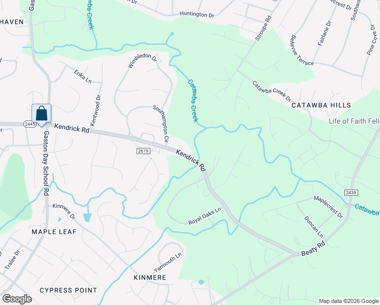 map of restaurants, bars, coffee shops, grocery stores, and more near 2924 Kendrick Road in Gastonia