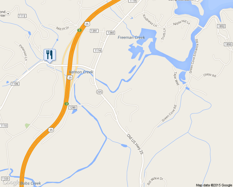 map of restaurants, bars, coffee shops, grocery stores, and more near 127 Summit Landing Drive in Zirconia