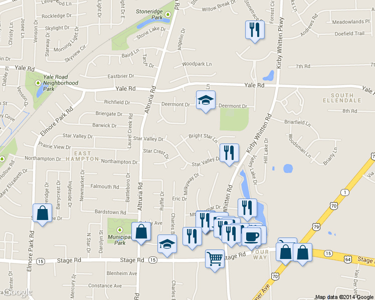 map of restaurants, bars, coffee shops, grocery stores, and more near 3185 Star Gaze Cove in Bartlett
