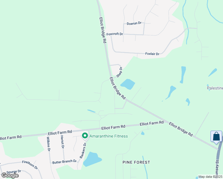 map of restaurants, bars, coffee shops, grocery stores, and more near 7630-7698 Akins Drive in Fayetteville