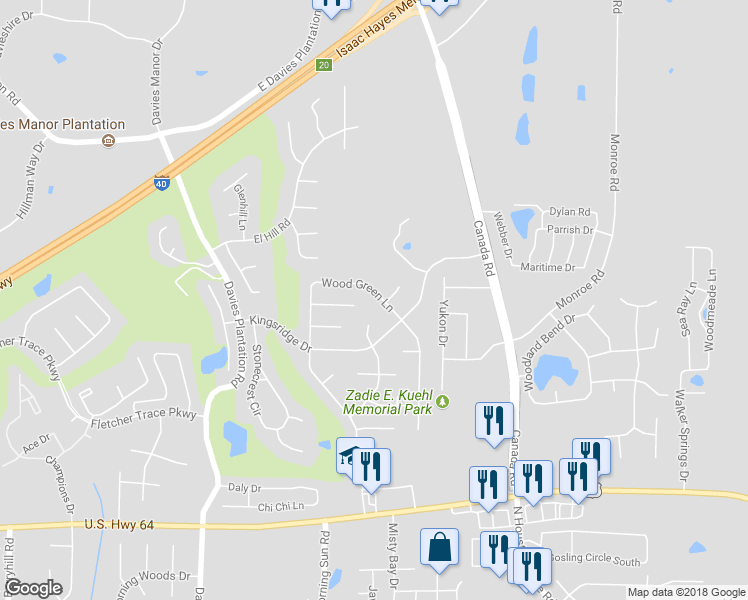 map of restaurants, bars, coffee shops, grocery stores, and more near 9715 Wood Green Lane in Lakeland