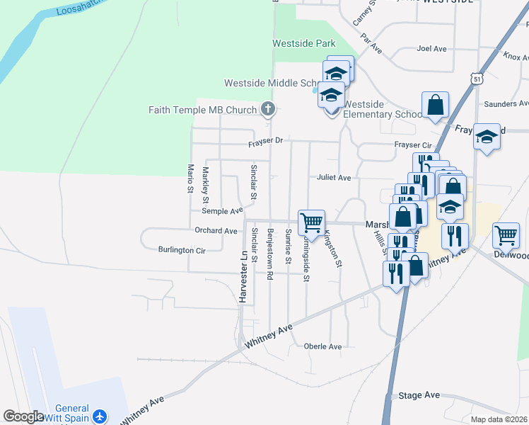 map of restaurants, bars, coffee shops, grocery stores, and more near 648 Marsh Avenue in Memphis