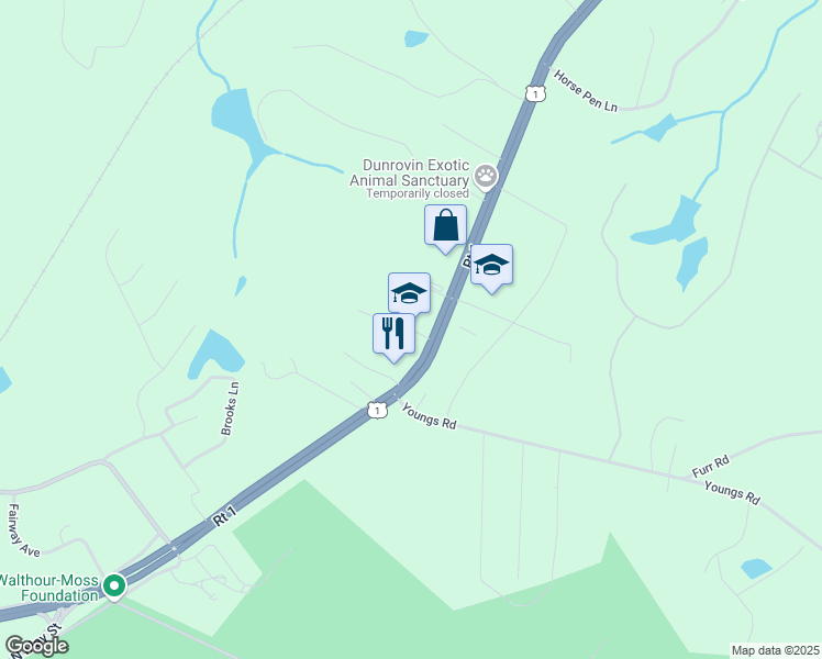 map of restaurants, bars, coffee shops, grocery stores, and more near 140 Southern Dunes Drive in Vass