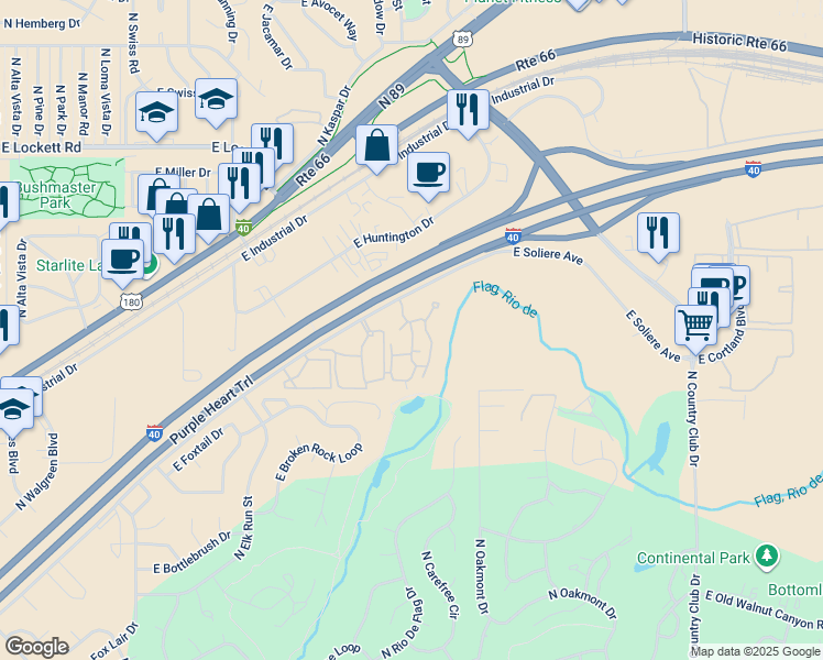 map of restaurants, bars, coffee shops, grocery stores, and more near 4343 Soliere Avenue in Flagstaff