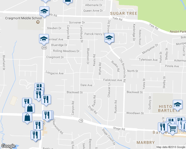 map of restaurants, bars, coffee shops, grocery stores, and more near 3192 Keats Road in Memphis