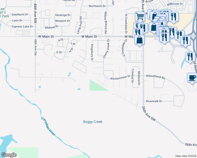 map of restaurants, bars, coffee shops, grocery stores, and more near 4021 Morrison Court in Norman