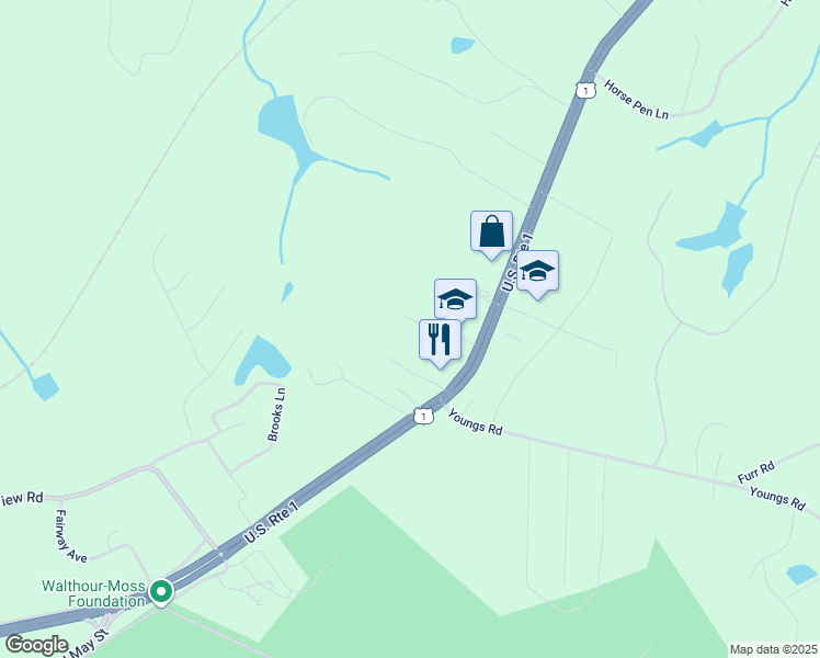 map of restaurants, bars, coffee shops, grocery stores, and more near 137 Southern Dunes Drive in Vass