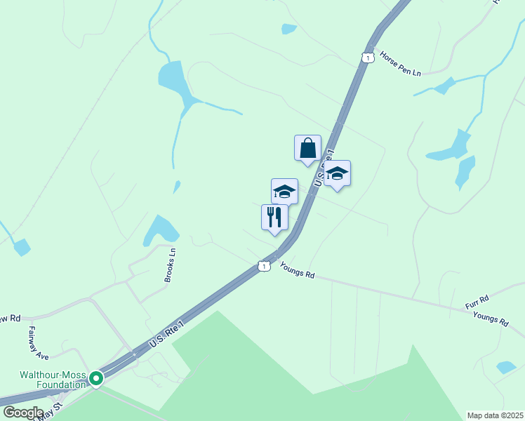 map of restaurants, bars, coffee shops, grocery stores, and more near 137 Southern Dunes Drive in Vass