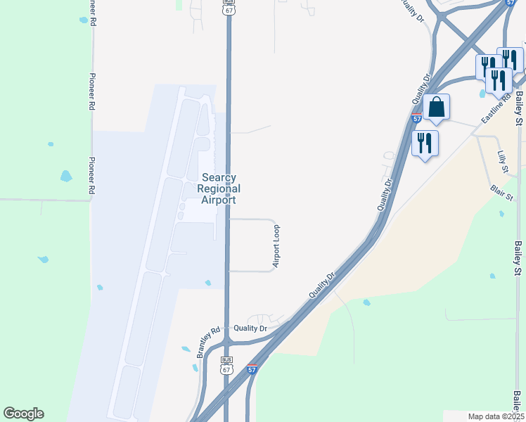 map of restaurants, bars, coffee shops, grocery stores, and more near 730 Airport Loop in Searcy
