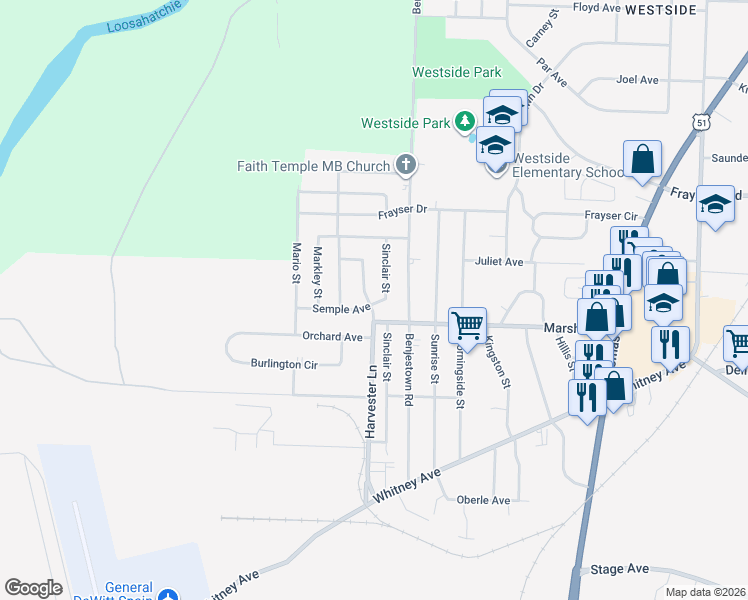 map of restaurants, bars, coffee shops, grocery stores, and more near 648 Marsh Avenue in Memphis