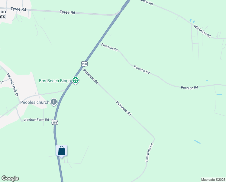 map of restaurants, bars, coffee shops, grocery stores, and more near 827 Patterson Road in Kinston