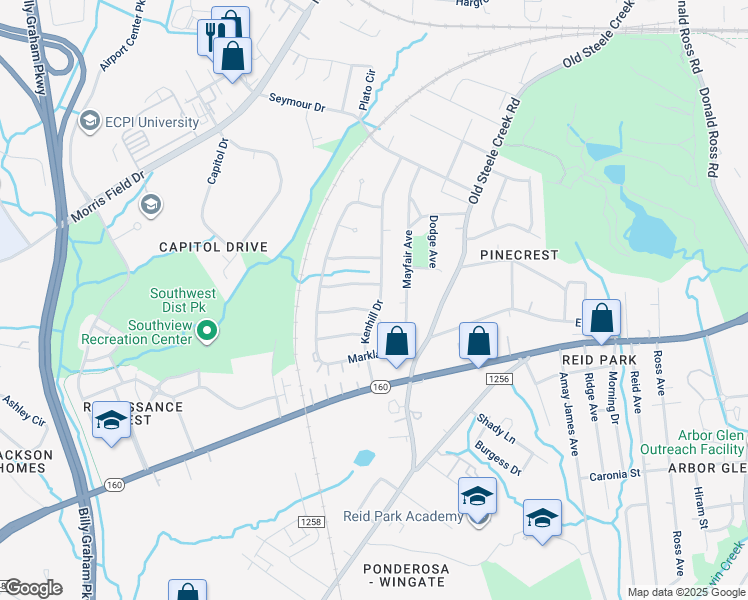 map of restaurants, bars, coffee shops, grocery stores, and more near in Charlotte