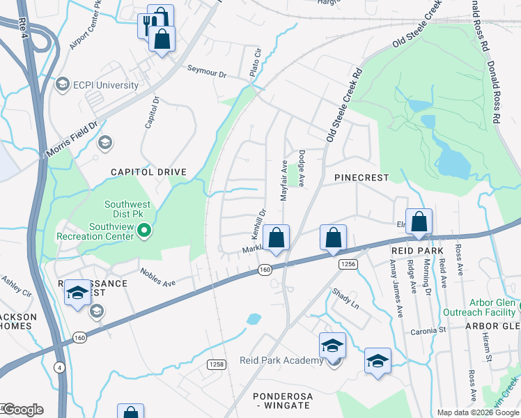 map of restaurants, bars, coffee shops, grocery stores, and more near in Charlotte