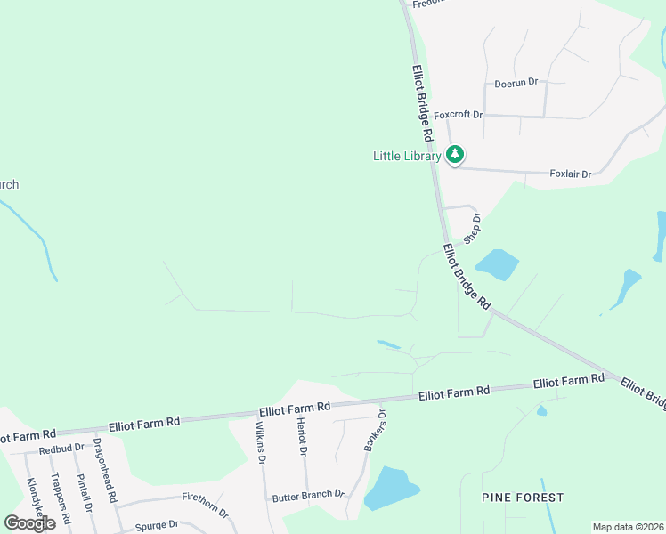 map of restaurants, bars, coffee shops, grocery stores, and more near 751 Elliot Bridge Road in Fayetteville