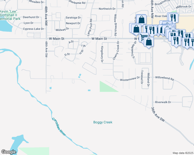 map of restaurants, bars, coffee shops, grocery stores, and more near 4110 Morrison Court in Norman