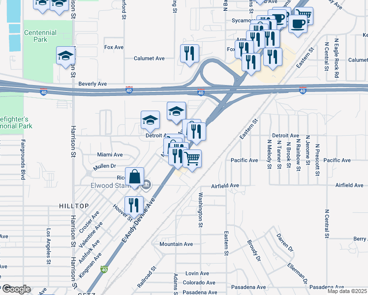 map of restaurants, bars, coffee shops, grocery stores, and more near 2939 E Andy Devine Ave in Kingman