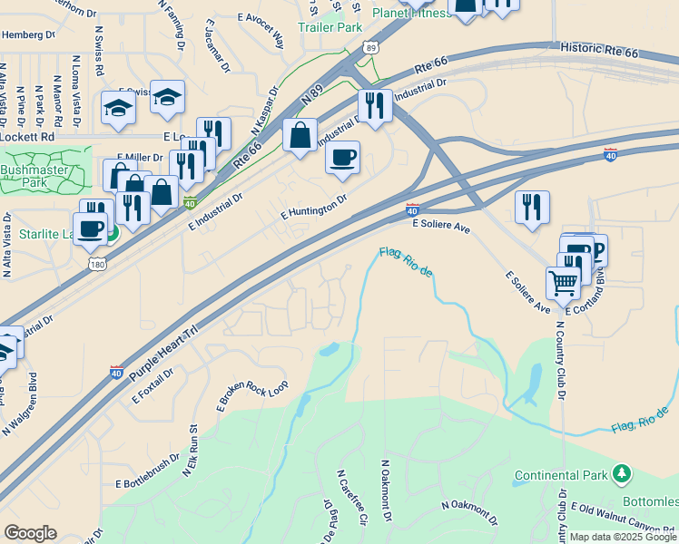 map of restaurants, bars, coffee shops, grocery stores, and more near 4343 Soliere Avenue in Flagstaff