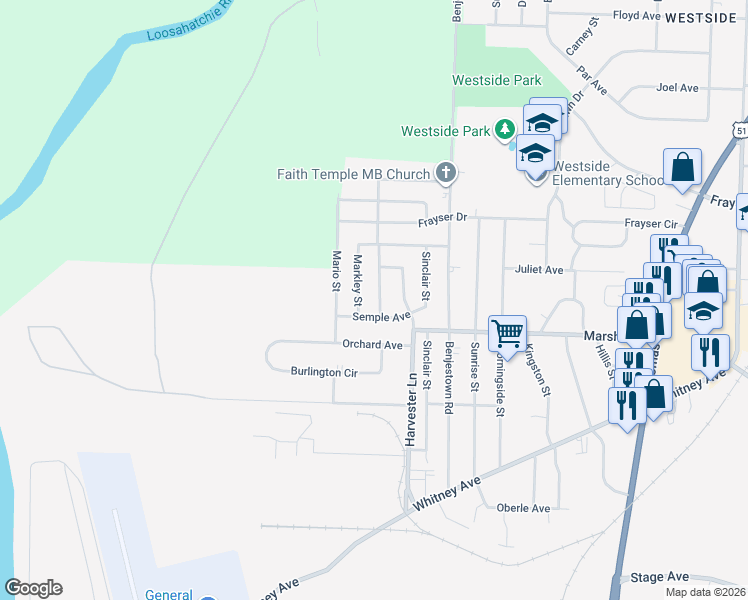 map of restaurants, bars, coffee shops, grocery stores, and more near 561 Semple Avenue in Memphis