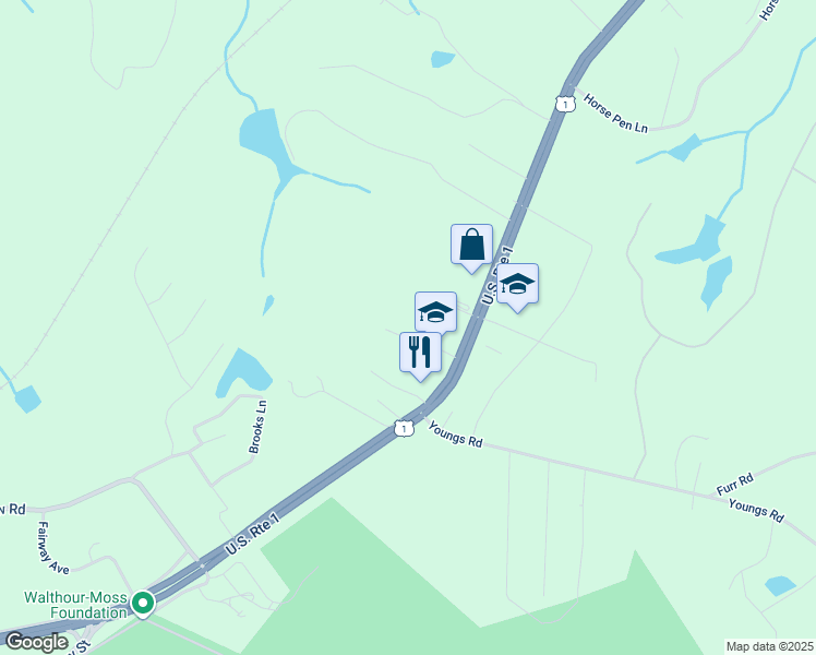 map of restaurants, bars, coffee shops, grocery stores, and more near 140 Southern Dunes Drive in Vass