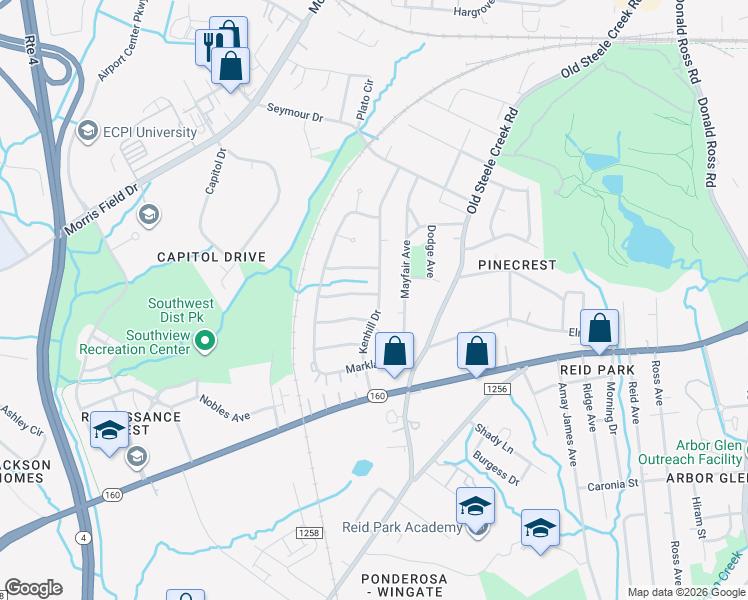 map of restaurants, bars, coffee shops, grocery stores, and more near in Charlotte