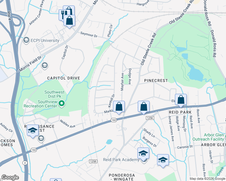 map of restaurants, bars, coffee shops, grocery stores, and more near in Charlotte