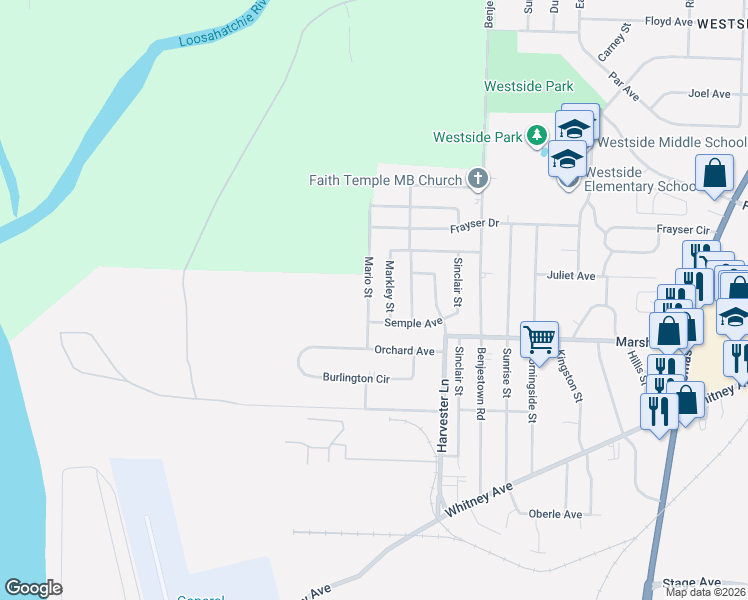 map of restaurants, bars, coffee shops, grocery stores, and more near 3242 Markley Street in Memphis