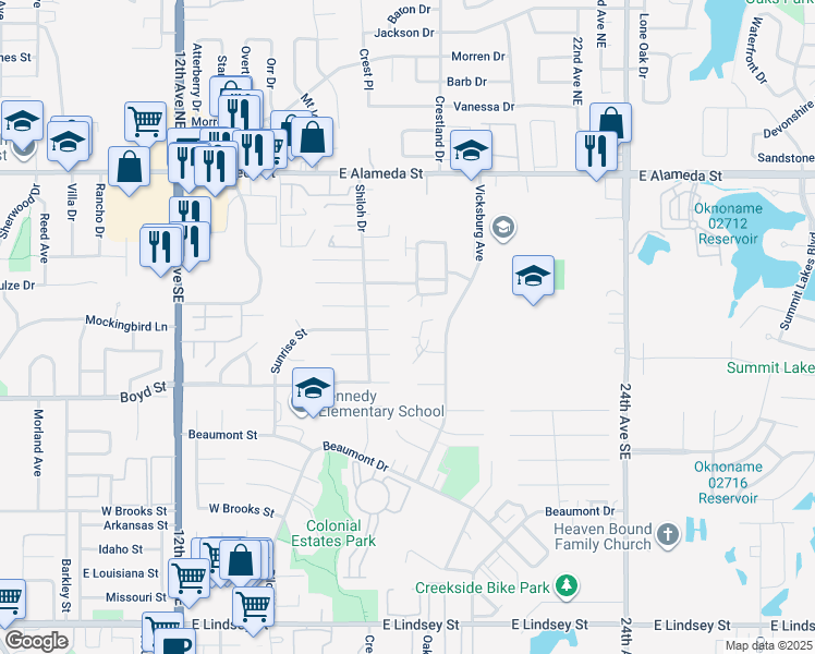 map of restaurants, bars, coffee shops, grocery stores, and more near 308 Chalmette Drive in Norman