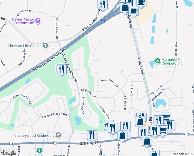 map of restaurants, bars, coffee shops, grocery stores, and more near 3257 Old Trail Cove in Lakeland