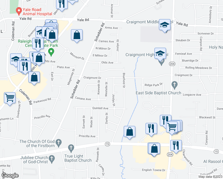 map of restaurants, bars, coffee shops, grocery stores, and more near 3217 Joslyn Street in Memphis