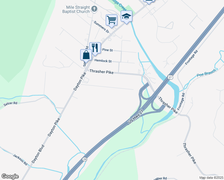 map of restaurants, bars, coffee shops, grocery stores, and more near 1035b Holland Johnson Road in Soddy-Daisy