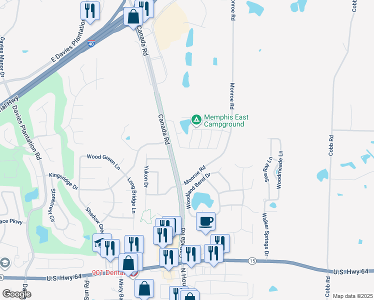 map of restaurants, bars, coffee shops, grocery stores, and more near 3242 Webber Drive in Lakeland