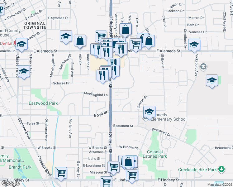 map of restaurants, bars, coffee shops, grocery stores, and more near in Norman