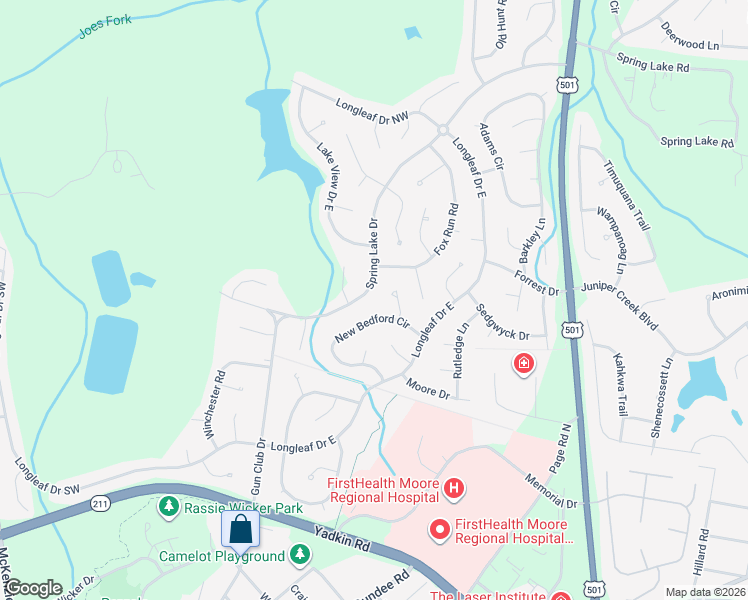 map of restaurants, bars, coffee shops, grocery stores, and more near 7 McGrath Lane in Pinehurst