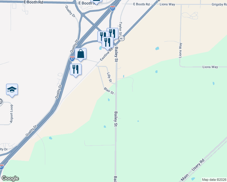 map of restaurants, bars, coffee shops, grocery stores, and more near 156 Bailey Street in Searcy