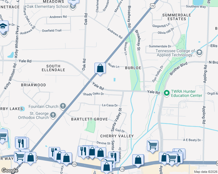 map of restaurants, bars, coffee shops, grocery stores, and more near 7121 U.S. 70 in Memphis