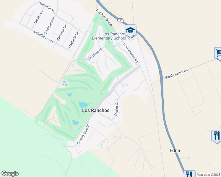 map of restaurants, bars, coffee shops, grocery stores, and more near 7002 Pebble Beach Way in San Luis Obispo