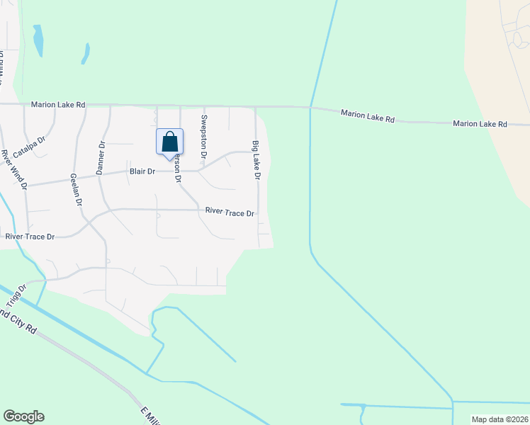 map of restaurants, bars, coffee shops, grocery stores, and more near 627 Big Lake Drive in Marion