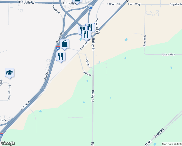 map of restaurants, bars, coffee shops, grocery stores, and more near 156 Bailey Street in Searcy