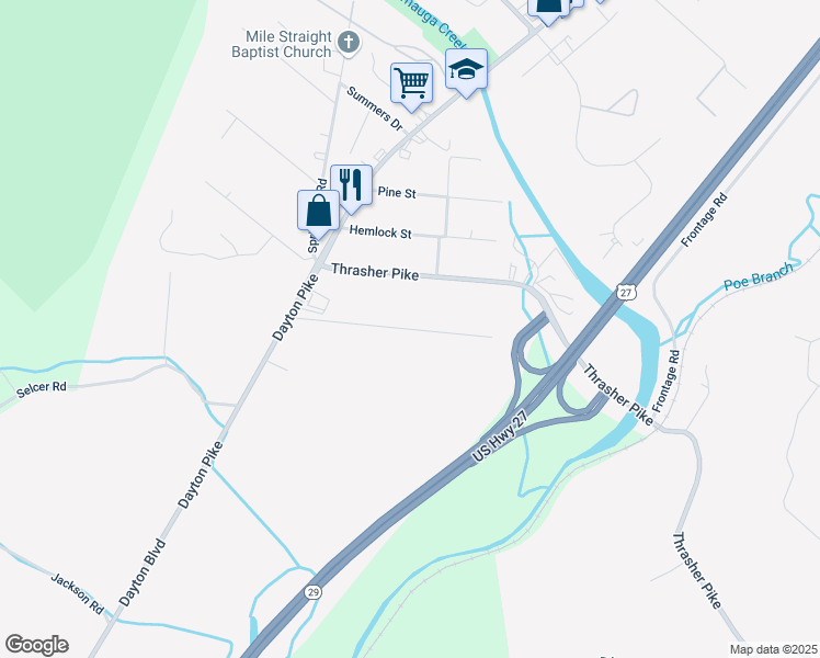 map of restaurants, bars, coffee shops, grocery stores, and more near 1035b Holland Johnson Road in Soddy-Daisy