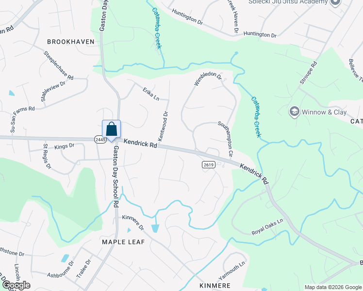 map of restaurants, bars, coffee shops, grocery stores, and more near 2518 Kendrick Road in Gastonia