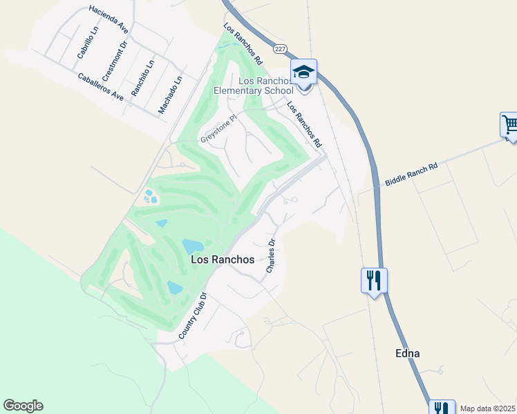 map of restaurants, bars, coffee shops, grocery stores, and more near 7002 Pebble Beach Way in San Luis Obispo