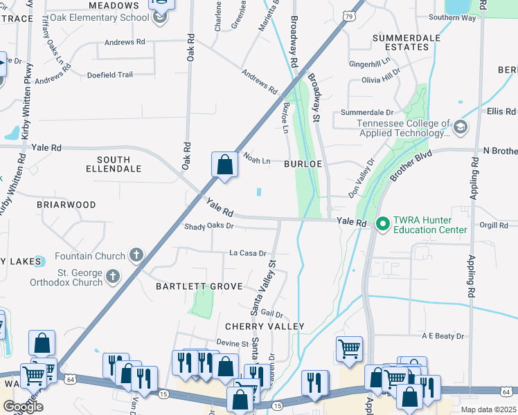 map of restaurants, bars, coffee shops, grocery stores, and more near 7121 U.S. 70 in Memphis