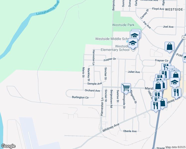 map of restaurants, bars, coffee shops, grocery stores, and more near 3235 Harvester Lane in Memphis