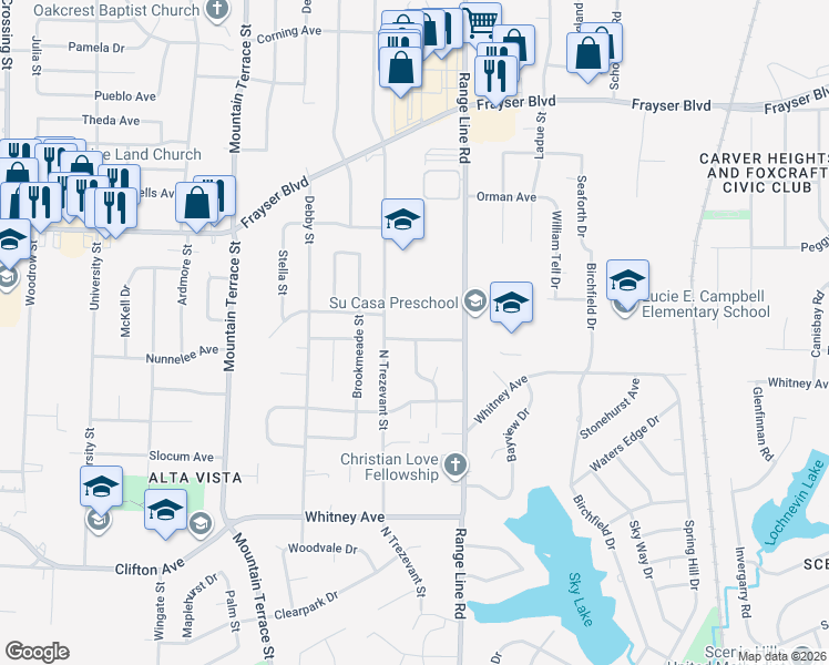 map of restaurants, bars, coffee shops, grocery stores, and more near 2578 Sandpiper Avenue in Memphis