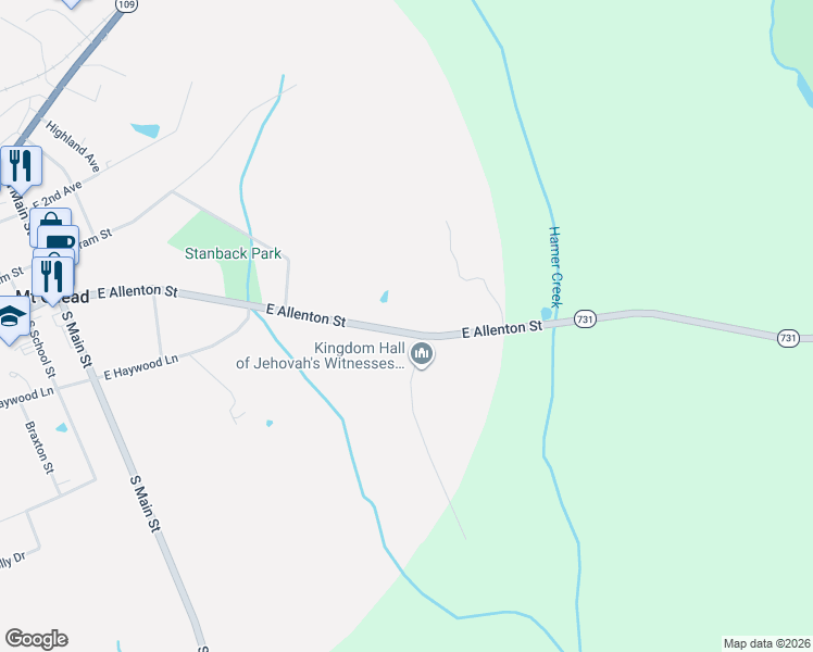 map of restaurants, bars, coffee shops, grocery stores, and more near 321 North Carolina 731 in Mount Gilead