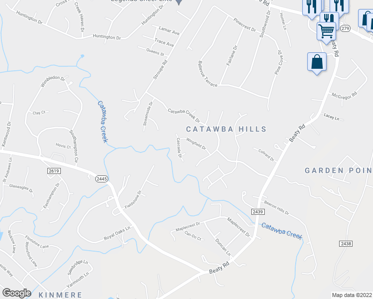 map of restaurants, bars, coffee shops, grocery stores, and more near 3708 Tranquil Court in Gastonia