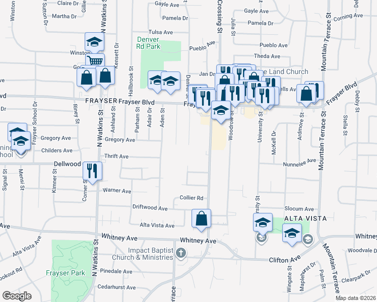 map of restaurants, bars, coffee shops, grocery stores, and more near 3239 Overton Crossing Street in Memphis