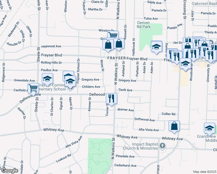 map of restaurants, bars, coffee shops, grocery stores, and more near 1765 Childers Cove in Memphis